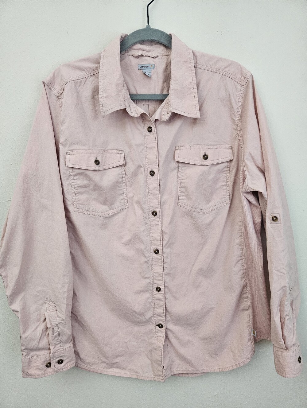 Womens Carhartt Light Pink Button-Up Utility Shirt